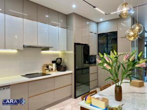 tủ bếp hợp kim, bếp hợp kim, bếp nhôm, cara, bếp cara, tủ cánh kính, cửa nhôm xingfa, xingfa, cửa slim, tủ nhôm cánh kính,tủ bếp hợp kim nhôm 2 tầng