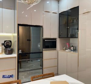 tủ bếp hợp kim, bếp hợp kim, bếp nhôm, cara, bếp cara, tủ cánh kính, cửa nhôm xingfa, xingfa, cửa slim, tủ nhôm cánh kính,tủ bếp hợp kim nhôm 2 tầng